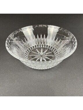 Vintage Princess House Royal Highlights Crystal Salad Serving Bowl Starburst Rim